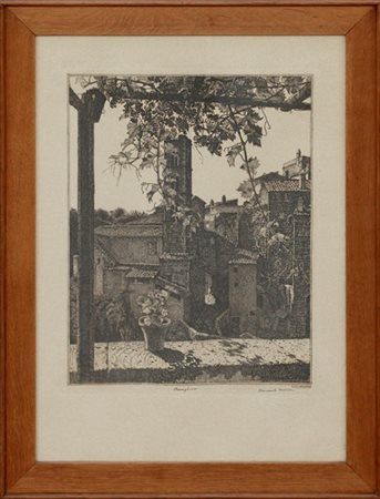 Benvenuto Disertori "Ronciglione nel Cimino. Veduta II" 1921-1922
acquaforte e b