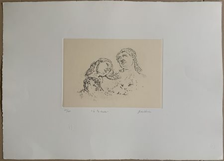 Giorgio de Chirico "Le tre sorelle" 1972
acquaforte
(lastra cm 22,5x31,8; foglio