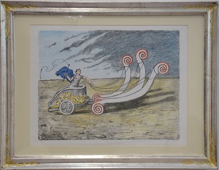 Giorgio de Chirico "La biga invincibile" 
litografia a colori
cm 70x50
numerata