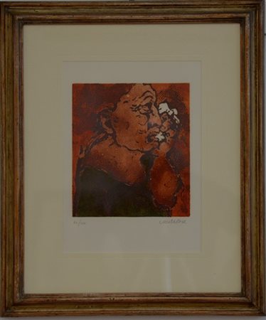 Domenico Cantatore "Senza titolo" 
serigrafia a colori
cm 24,5x21,5
numerata 84/