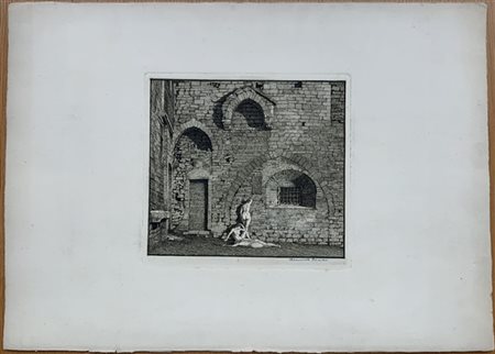 Benvenuto Disertori "Il muro" 1935-1936
acquaforte e bulino, I stato
(lastra cm