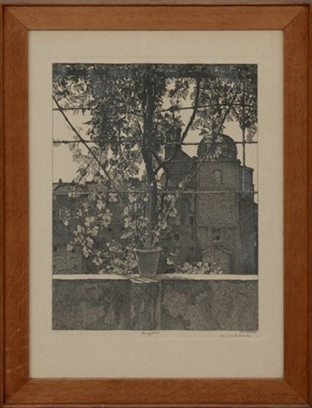 Benvenuto Disertori "Ronciglione nel Cimino. Veduta I" 1921-1922
acquaforte e bu