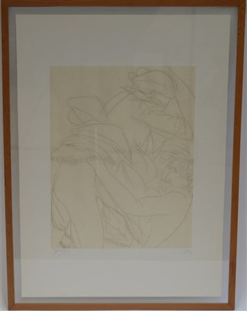 Giacomo Manzù "Amanti I" 1978
acquaforte e acquatinta
(lastra cm 64x49; foglio c