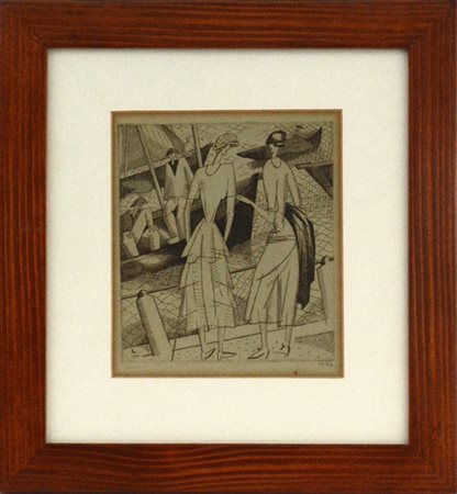 Jean Emile Laboureur "Jeunes filles sur le port" 1920
acquaforte
(lastra cm 15x1