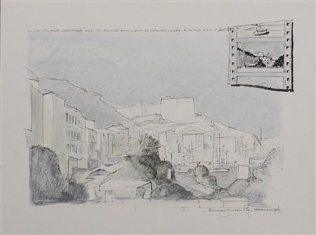 Firma indecifrata "Ce village accroché..." 1996
tecnica mista su cartoncino
cm 3