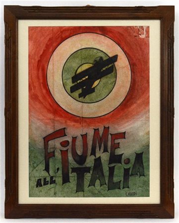 Ignoto "Fiume all'Italia" 
tecnica mista su carta
cm 53x37
Firmato in basso a de