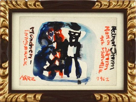 Maria Sturm "Senza titolo" 1962
biglietto di auguri acquerellato
cm 10,5x15 bigl