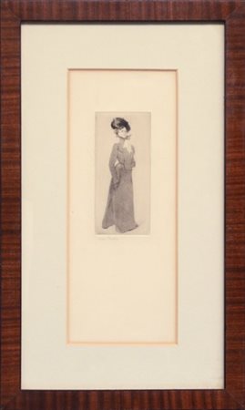 Edgar Chahine "La Parisienne" 1899
puntasecca e acquatinta
(lastra cm 16x7,5; fo