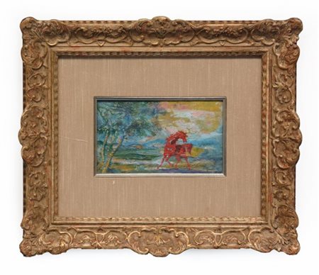 Aligi Sassu "Il cavallino rosso" 1956
olio su tela applicata su cartoncino
cm 11