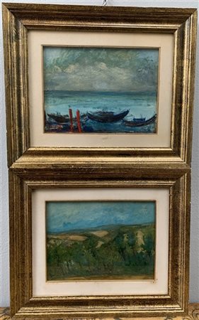 Carlo Saccardi Lotto composto da due olii su tela raffiguranti paesaggi
cm 30x40