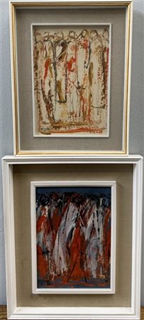 Carlo Saccardi Lotto composto da due dipinti ad olio su tela raffiguranti figure