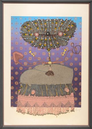 Enrico Baj "Antoniette du Ligier de la Garde Deshouliére" 1975
multiplo a tecnic