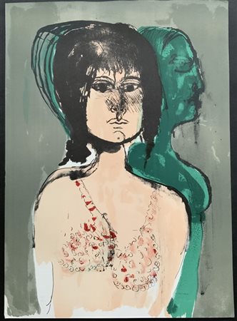 Lotto composto da due litografie a colori di Bruno Cassinari Giuseppe Migneco r