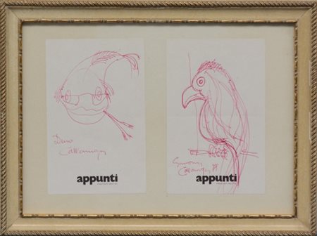 Giancarlo Cazzaniga Lotto composto da due disegni a penna rossa su carta
ciascun