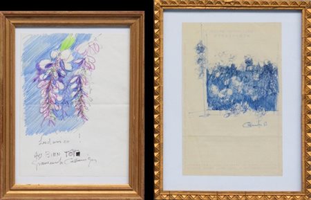 Giancarlo Cazzaniga Lotto composto da due disegni a tecnica mista su carta
cm 22