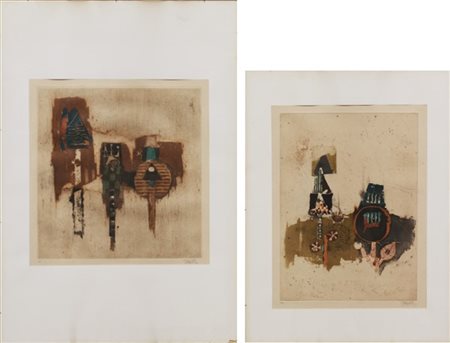 Johnny Friedlaender Lotto di due acquaforti a colori
misure diverse
numerate e f