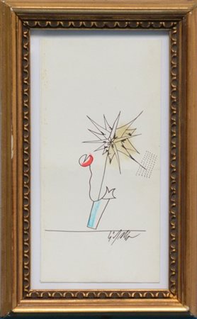 Sergio Dangelo "Senza titolo" 
tecnica mista su carta
cm 21x10,5
Firmato in bass