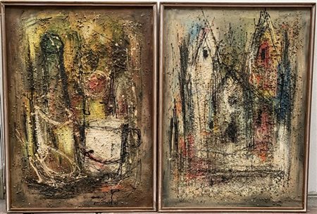 Lino Lorenzin "La cattedrale - Natura morta" 
lotto composto da due dipinti a te