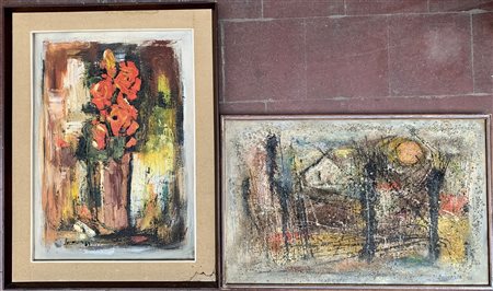 Lino Lorenzin "Paesaggio al tramonto - Rose rosse" 1961
lotto composto da due di