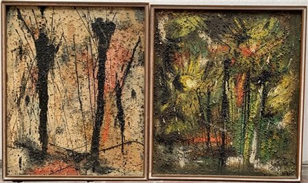 Lino Lorenzin "Controluce - Girasoli" 1961
lotto composto da due dipinti a tecni