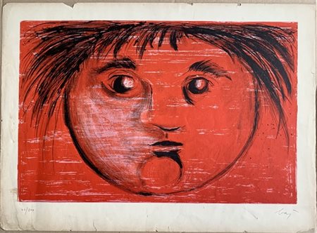 Enrico Baj "Testa solare" 1956
litografia a colori
cm 42x58
numerata 46/100 e fi