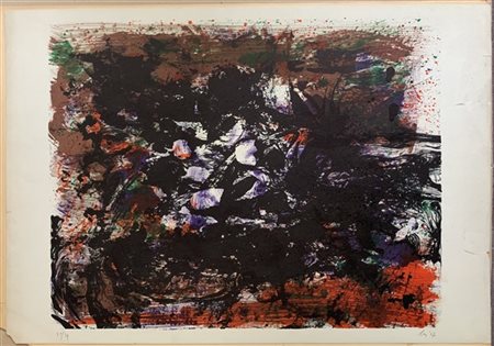 Enrico Baj "Materioscopia" 1957
litografia a colori
cm 54x78
numerata 21/39, fir