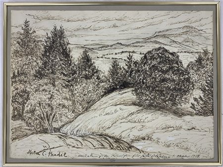 Meta Hendel Cohen "Paesaggio" 1958
tecnica mista su carta
cm 56x76
firmato, iscr