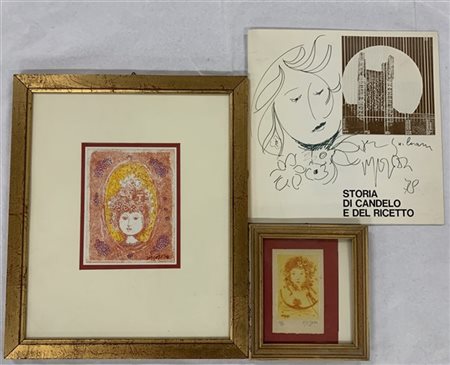 Pippo Pozzi Lotto composto da due acqueforti a colori raffiguranti volti
misure