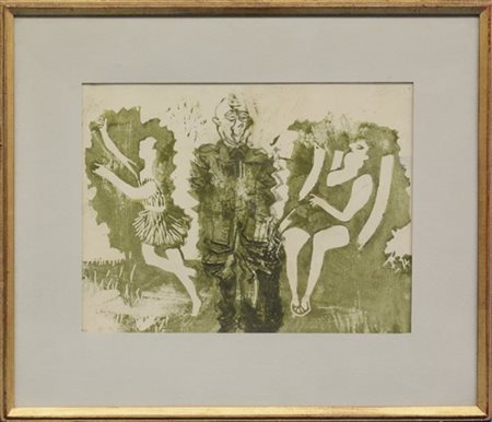 Ragnar Sandberg (attr.) "Dansade figurer" 
tecnica mista su carta
cm 27x34
sigla