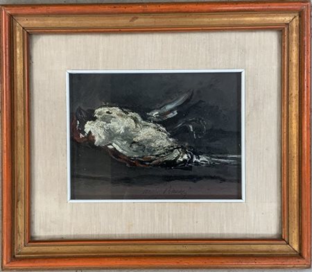 Firma indecifrata "Senza titolo" 
olio su cartone
cm 19x25
firmato in basso al c