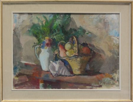 Firma indecifrata "Senza titolo" 
olio su tela
cm 55x76
Firmato in basso a destr