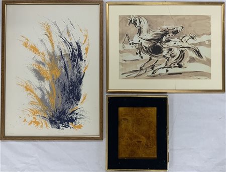 Lotto composto da due multipli a tecnica mista, di autori diversi e una riprodu