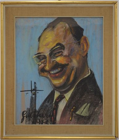 Ignoto "Caricatura" 
pastelli colorati su carta
cm 58x48
firmato e datato in bas