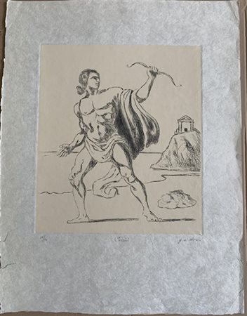 Giorgio de Chirico "Teseo" 1970
acquaforte
(lastra cm 42,5x37; foglio cm 70x53,5