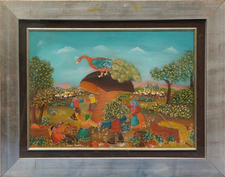 Doriano Tosarelli "Il pavone" 1982
olio su vetro
cm 50x70
firmato e datato in ba