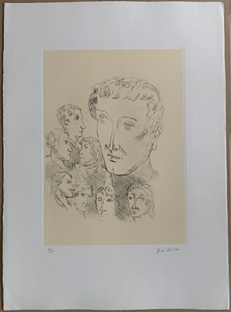 Giorgio de Chirico "Personaggi" 1973
incisione
(lastra cm 44,5x32,3; foglio cm 7