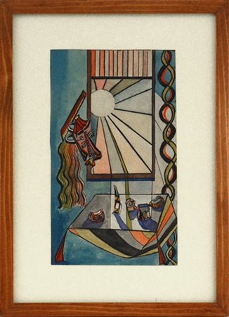 Ignoto "Senza titolo" 
collage e acquerello su carta
cm 20x12. In cornice

Prove