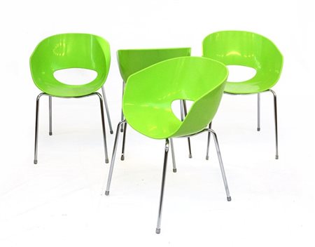 Robby Cantarutti Lotto composto da quattro poltroncine verdi modello "Orbit". Pr