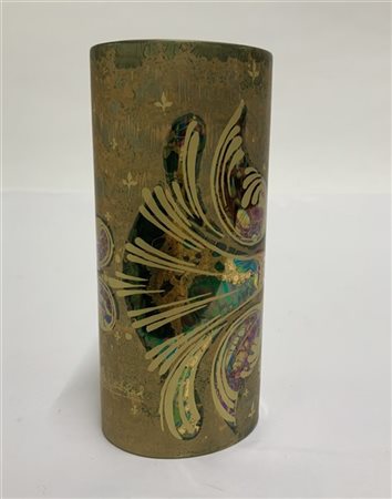 Bjorn Wiinblad Vaso in porcellana decorato a motivi floreali su fondo oro della