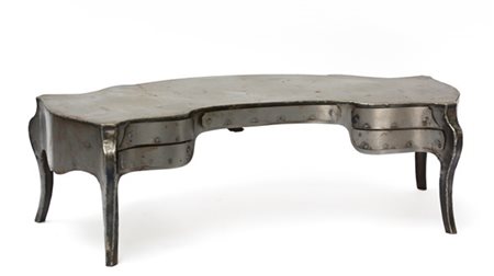 Modelli di scrivania in lamiera di forma mossa a cinque cassetti (cm 64x20x32)