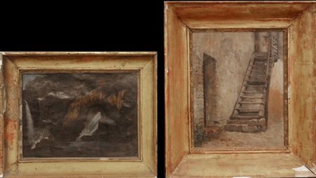 Ignoto, inizio secolo XIX. Lotto composto da un'incisione acquerellata ed un di