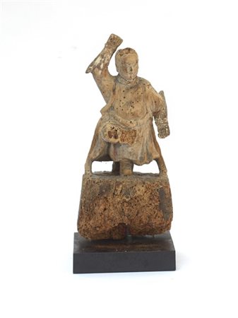 Scultura di guerriero in legno intagliato
Cina, dinastia Qing (h. cm 26,2) (gra