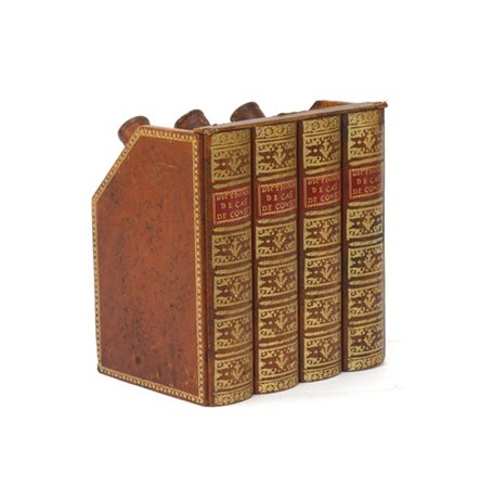 Scatola porta bottiglie da liquore in pelle impressa in oro a finto libro, cont