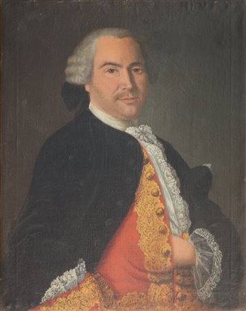 Scuola della fine del secolo XVIII - inizio XIX "Ritratto di gentiluomo con gia