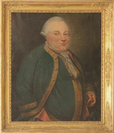 Scuola del secolo XVIII "Ritratto virile" olio su tela (cm 79x65,5) In cornice