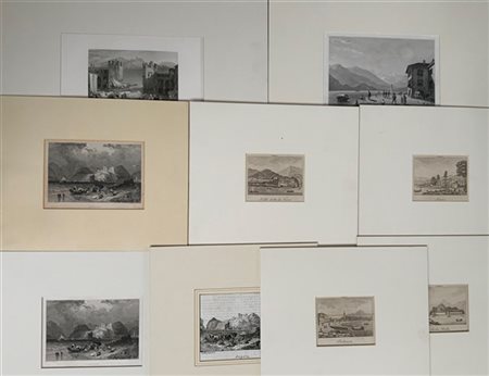 [LAGO MAGGIORE] Lotto di 10 Litografie e acquatine dedicate al lago maggiore. M