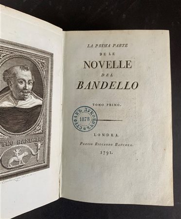 [LEGATURA] - BANDELLO, Matteo. La prima (-quarta) parte de le novelle. Tomo pri