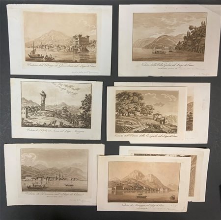 [LOMBARDIA - NAVA - FUMAGALLI e altri] serie di 8 incisioni di piccolo formato