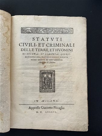 [LOMBARDIA] Statuti civili et criminali delle terre et huomini di Civena et Lim