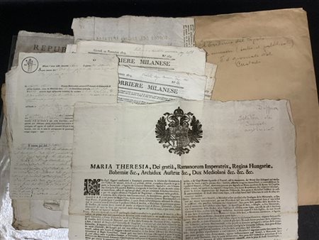 [MILANO] Lotto composto da una numerosa quantità di documenti del XVIII e XIX s